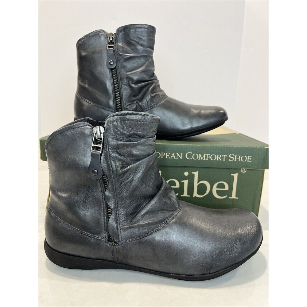 Josef Seibel NEW Gray Leather Side Zip Ankle Boot Bootie EU 37 US 6-6.5 Comfort